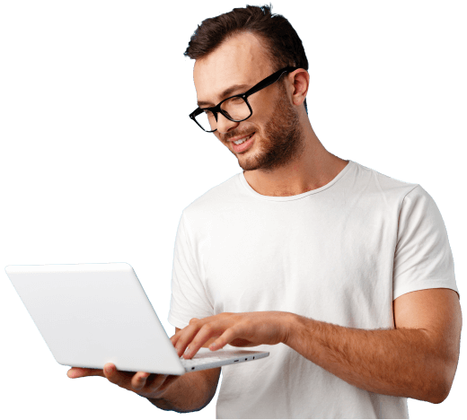 a boy with his laptop learning web devalopmeny in seo academy multan